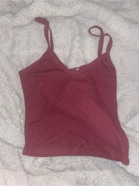 Bozzolo Ribbed V-Neck Spaghetti Strap Tank - Wine